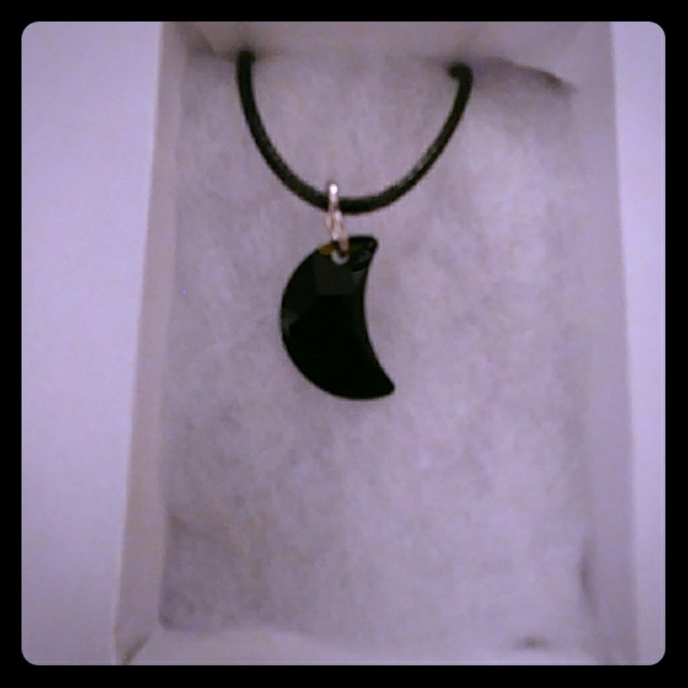 Onyx Black Crystal Moon Necklace